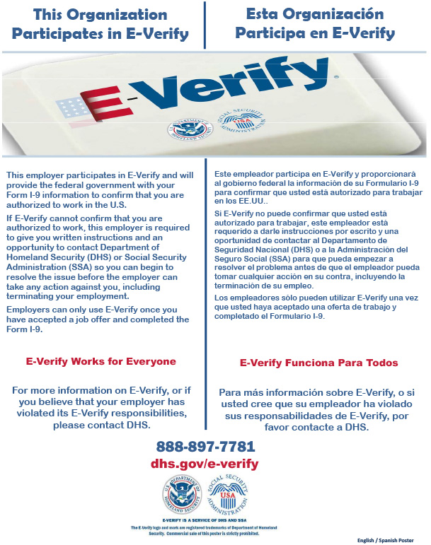 This Organization Participates in E-Verify