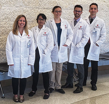 Left to right: Rosemarie Montecalvo, DO; Amanda Sukhu, DO; Emily Watkins, MD;  Michael LaSala, DO; Harrison Strom, DO