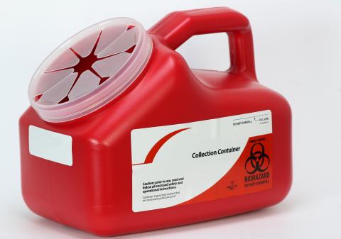 Red sharps container